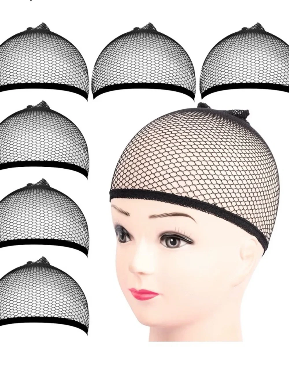 Fandamei 6Pcs Wig Cap, 6Pcs Black Mesh Wig Cap Net, Closed End Hair Mesh Net,
